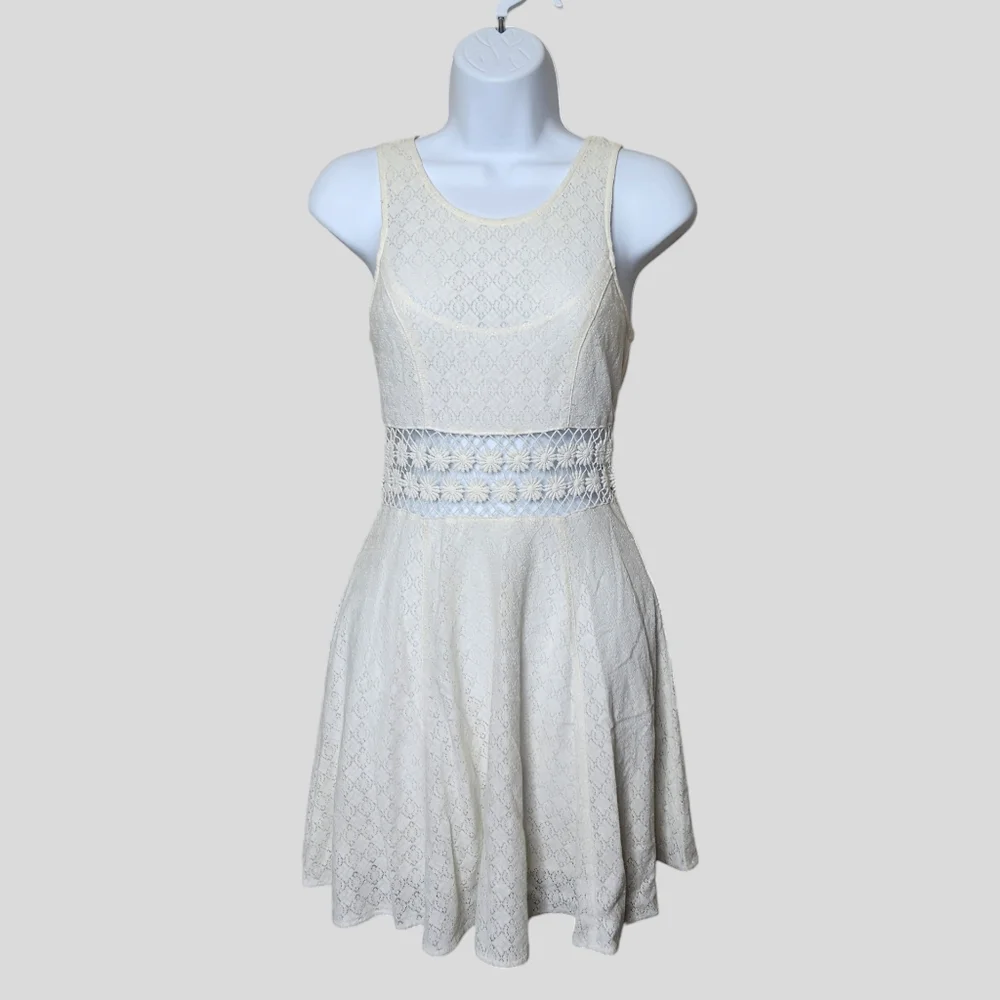 Free People White Daisy Fit & Flare Mini Dress